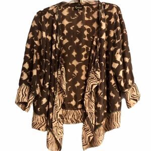 Lynn Ritchie 100% Silk Animal Print Ikat Cardigan Size Small